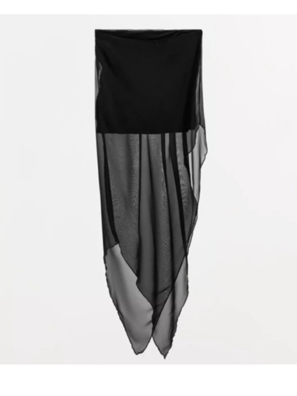 ZARA STRAPLESS LONG SHEER TOP BLACK - M - Picture 4 of 10